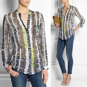 SOLD ----------- DVF Diane Von Furstenberg Blouse Size 6  Silk Top Long Sleeve